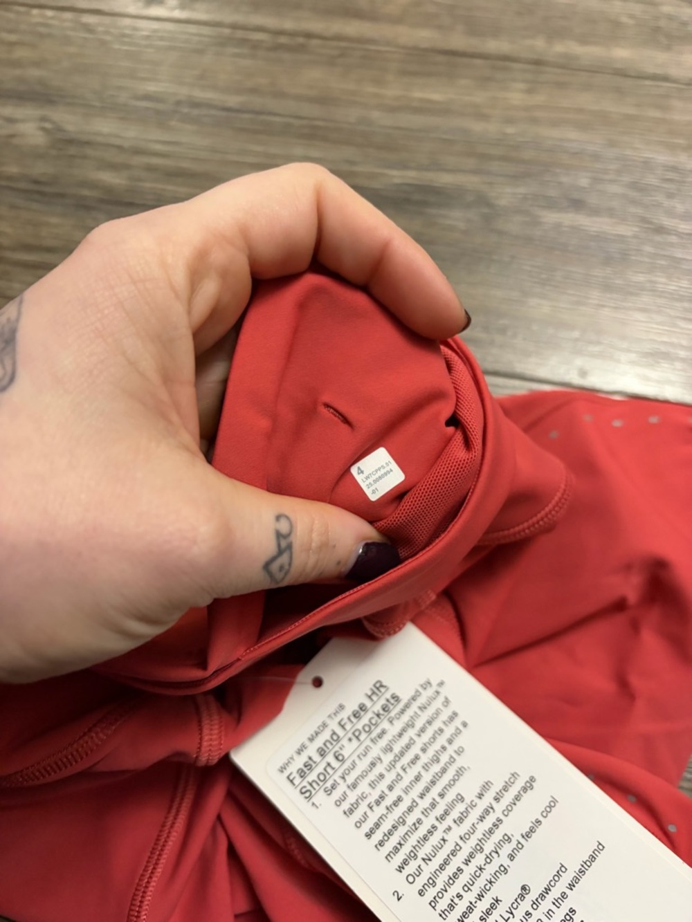 NWT Lululemon Fast and Free High-Rise Short 6" *Pockets (Desert Red) Size 4 - Picture 5 of 8